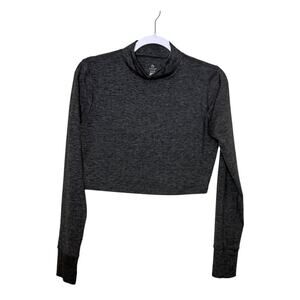 Offline by Aerie Cropped Long‎ Sleeve Top Women M Gray Stretch Activewear Gym